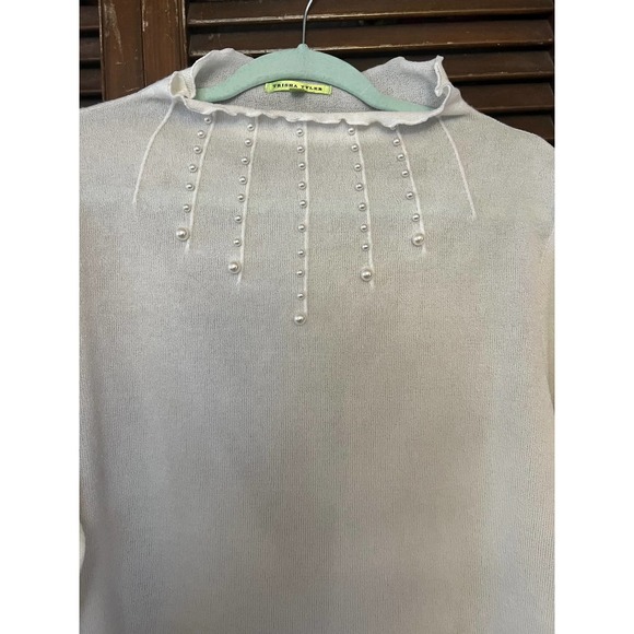 TRISHA TYLER Women's Plus Size Blouse Cream/Pearls (size 1X) - Picture 2 of 13